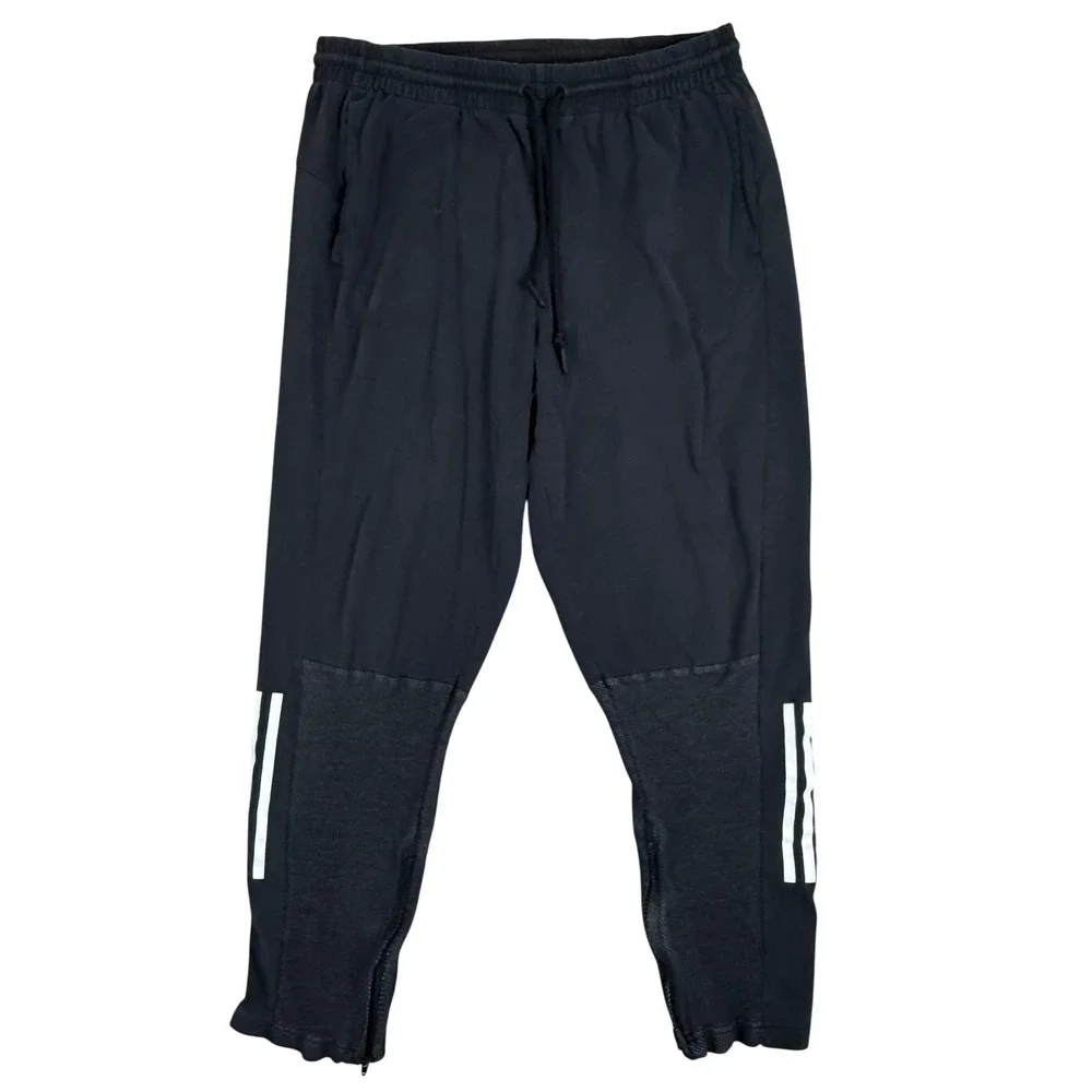 Adidas Training Pants XL Joggers Black Tapered Mesh Ankle Zip DH9093